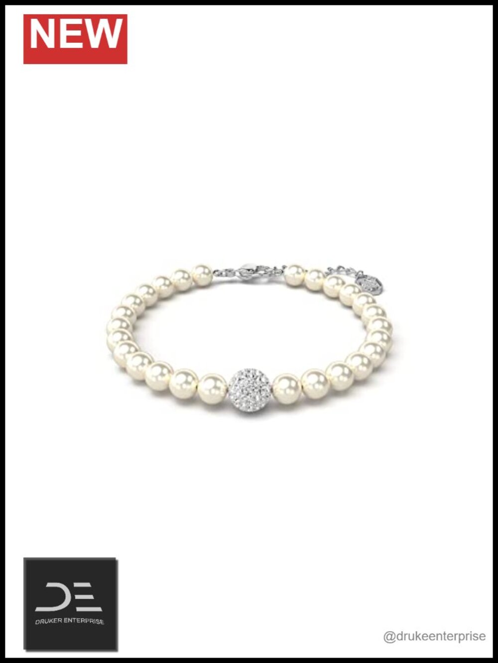 Swarovski Remix Strand Bracelet Crystal Pearls Pavé Sphere Rhodium Lobster Clasp